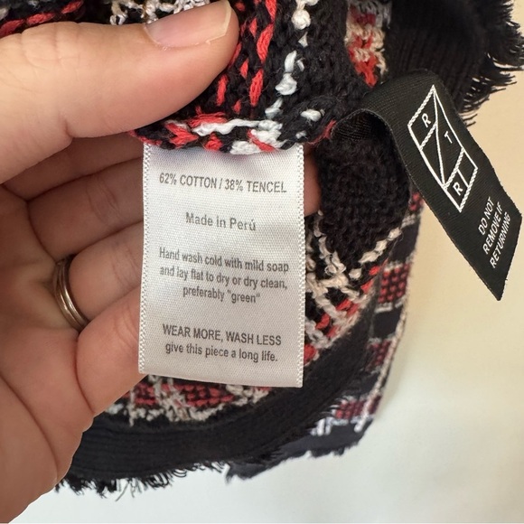 Milly Black Tweed Cardigan Red White Plaid Silver Buttons Size Medium - Picture 6 of 8